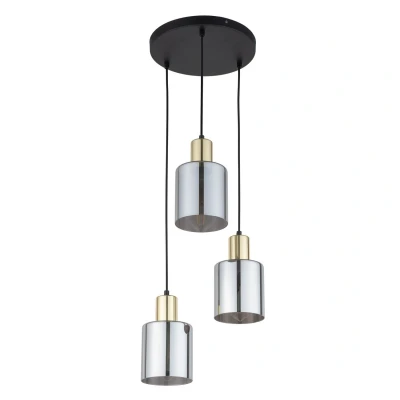 Image of Sierra Cluster Pendant Ceiling Light Black, Gold 3xE27