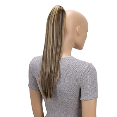 Image of CAISHA 20&quot; Hairpiece Ponytail Clip On Extensions With Butterfly Claw Straight Brown Blond Mix H157