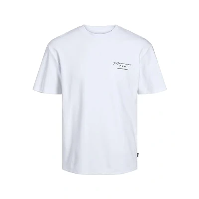 Image of JACK &amp; JONES Men&#039;s JprBlasanchez Branding Tee Crew Neck Sn Polo Shirt, White, M