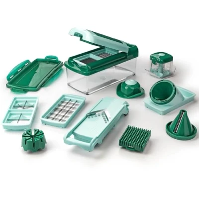 Image of Genius Nicer Dicer Fusion Smart Julietti Mandoline 16 en 1 Multifunction Professionelle Trancheuse Couper / râpé éplucher Cubes Spirales Quartier Manger légumes
