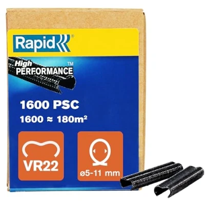 Image of Rapid VR22 Galvanized Fence Hogrings with Black PET Coating, Suitable for 5 11 mm Netting Wire, Ideal Securing Cages and Fencing, 1600 Pieces, Boxed (40017338)