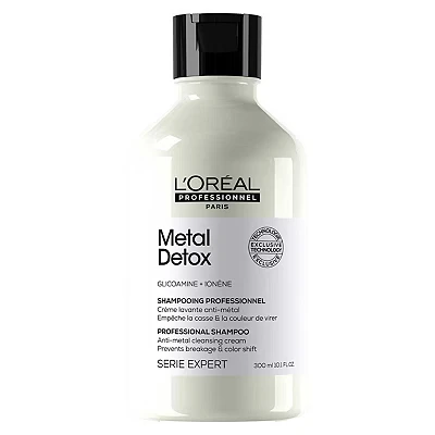Image of L’Oréal Professionnel Metal Detox Shampoo, Protects Coloured Hair From Damage, For Smooth, Strong and Shiny Looking Hair, Rich &amp; Creamy Texture, Serie Expert, 300 ml