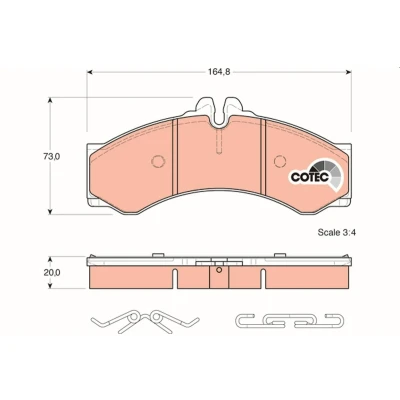 Image of A9004200400 brake pad set TRW COTEC GDB1288 prepared for wear indicator with caliper screws accessories MERCEDES BENZ: Sprinter 3 T Van