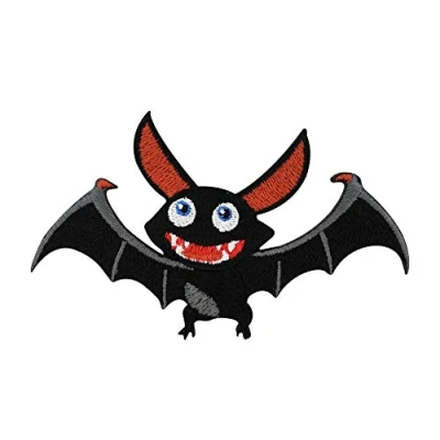 Image of Black bat Iron on Patch Halloween Embroidery Patch, Ironable Patches, Witches Badges Finally Home