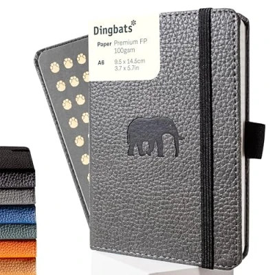 Image of Dingbats* Wildlife Lined Pocket Notebook A6 PU Leather Hardcover Journal Ideal for Work, Travel Pocket, Elastic Closure, Pen Holder, Bookmark
