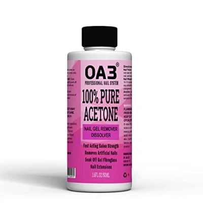 Image of Pure Acetone Acrylic, Nail Polish, Tip, Remover for UV/LED Gel Soak Off (50ML)