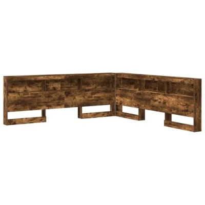 Image of vidaXL Storage Headboard with Shelf Smoked oak 200 cm Engineered wood
