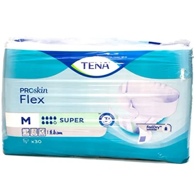 Image of TENA ProSkin Flex Super Size Medium 7 Drops High Absorbency Incontinence Slips All in One 3 Pack of 30…