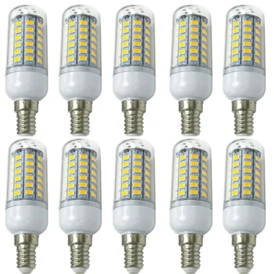Image of Aoxdi E14 LED Corn Bulbs 8W, Warm White, 56 SMD 5730 Light No Flicker Dimmable, AC220 240V, 10 Pack (Warm White)