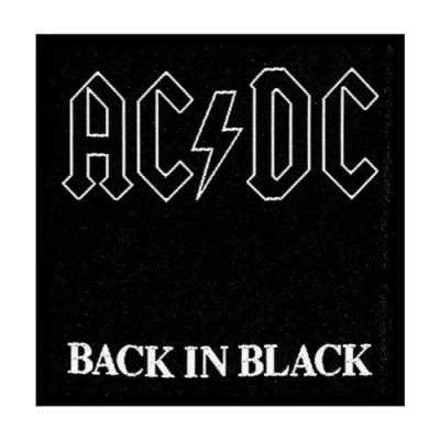 Image of AC/DC Patch Back in Black Band Logo Official woven sew on (10 cm x 10 cm) One Size
