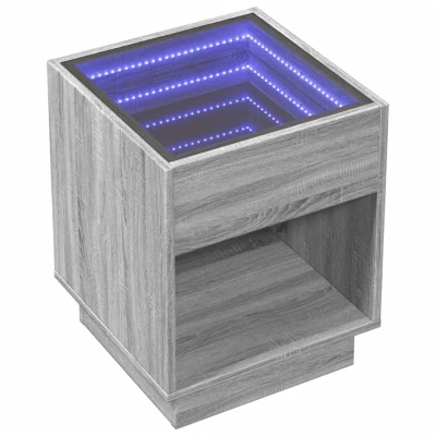 Image of vidaXL Coffee Table with Infinity LED Grey Sonoma 40x40x50 cm