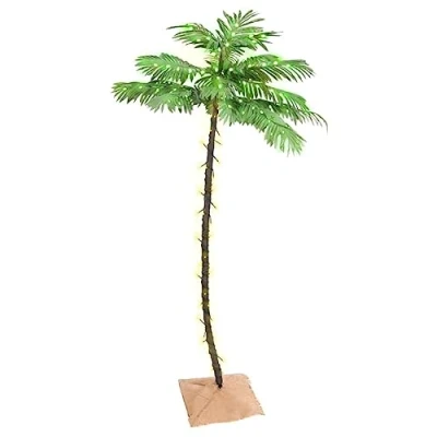 Image of vidaXL LED Palm Tree 96 Warm White LEDs, Features 8 Lighting Effects 180 cm Height, Ideal for Daily Decor and Special Occasions Modern Style, USB Powered Easy Assembly