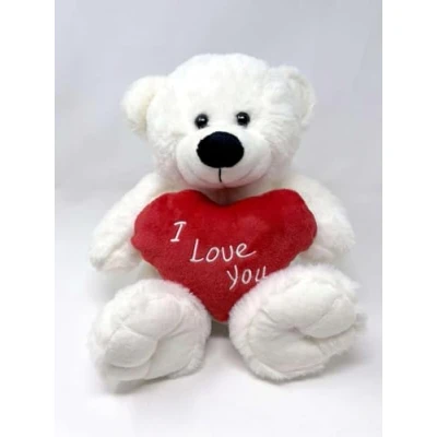 Image of shopior Teddy Bear holding Red Heart with &#039;I Love You&#039; Written on it, Valentines Gift for Him/Her Plush Cuddly Toy Soft Toy, White (White, 15&quot;)