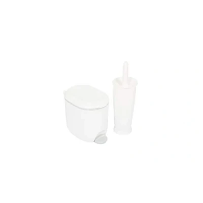 Image of Addis Premium Dual 3.5 litre Bathroom Pedal Bin with inner &amp; Closed Toilet Brush Set, White Grey, Single