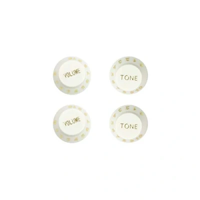 Image of Perri’s Leathers Ltd. Guitar Knob Magnets Potentiometer White/Black 4 Pack Made in Canada (GNM 02)