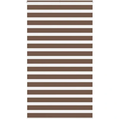 Image of vidaXL Zebra Blind Brown 130x230 cm Fabric Width 125.9 Polyester