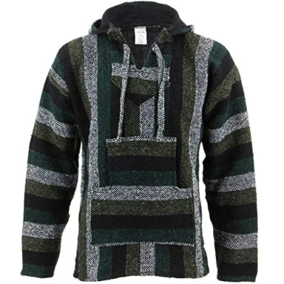 Image of Hoody Jumper Mexican Baja Jerga Festival surf Hippy Hoodie Minty Green L