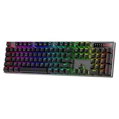Image of Redragon K556 PRO Upgraded Wireless RGB Gaming Keyboard, BT/2.4Ghz Tri Mode Aluminum Mechanical Keyboard w/No Lag Connection, Hot Swap Linear Quiet Red Switch