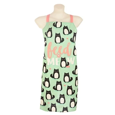 Image of Puckator Poly Cotton Apron Cat Feline Fine Feed Me Meow Chef Aprons For Cooking Men Secondary School Baking Bakers Gifts Kits Adults Unifrom Clothes Gift Set Catering Equipment