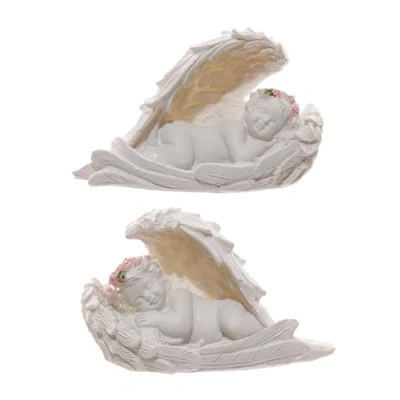 Image of Puckator Cherubs Sleeping in Wings with Pink Roses Romantic Modern Love Wedding Gift Gifts For Girlfriend Fairy Fairies Grave Ornaments Figurine Valentines Day Her Him Home Decor