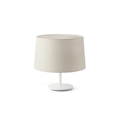 Image of Windsor Table Lamp with Round Tapered Shade Matt White, Linen 1x E27