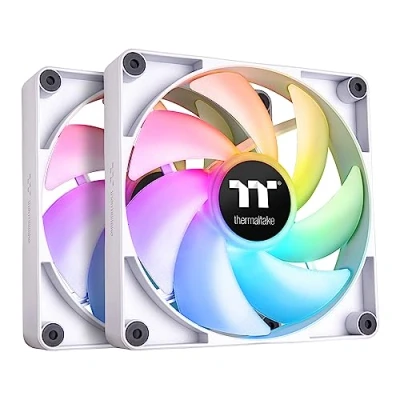 Image of Thermaltake CT120 ARGB Sync PC Cooling Fan White (2 Pack), 5V Motherboard Sync, 16.8 Million Colors 9 Addressable LEDs, 120 mm Hydraulic Bearing Case/Radiator Fan, CL F153 PL12SW A