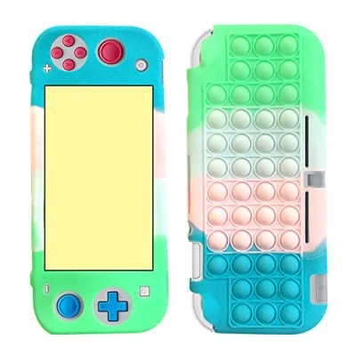 Image of SDTEK Case Compatible with Nintendo Switch Lite, Bubble Fidget Pop Soft Silicone Phone Cover (Green/Pink/Blue)