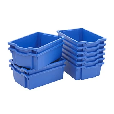 Image of BiGDUG Gratnells Trays Mega Deal Pack of 10 x Deep for School Nursery Office (Blue)