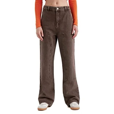 Image of DeFacto Women&#039;s A0393AX Jeans, Brown, 14