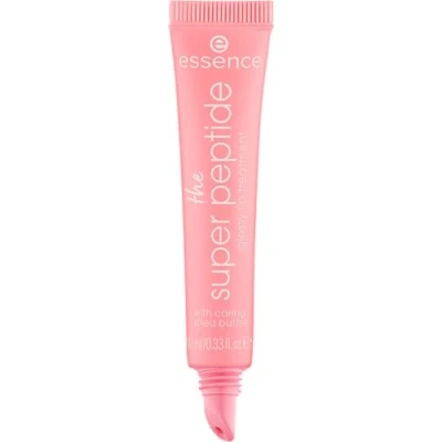 Image of essence the super peptide glossy lip treatment, balm, no. 04, pink, smoothing, with vitamins, nourishing, vegan, no parabens, microplastic particles, nanoparticles free, pack of 10 ml