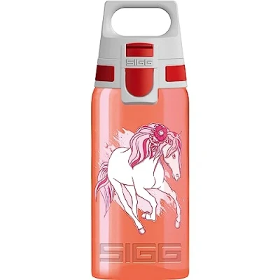 Image of SIGG Kids Water Bottle Viva One Horse Club Suitable For Carbonated Beverages Leakproof Dishwasher Safe BPA Free Sports &amp; Bike Red 0.5L