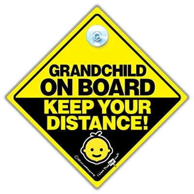Image of Grandchild On Board Keep Your Distance Car Sign Suction Cup Window Sign, Baby