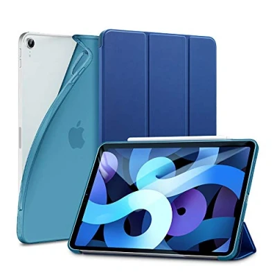 Image of ESR Case for iPad Air 5th/4th Generation (10.9 inch, 2020), Trifold Stand, Auto Sleep/Wake, Supports Pencil 2 Charging, Flexible TPU Back 5/4, Blue