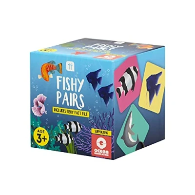 Image of Talking Tables Memory Match Pairs Game for Kids with Fish Theme 36 Snap Cards Children Ocean Fact File (FISH PAIRS), Fishpairs