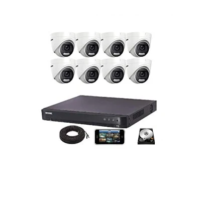Image of 4K Hikvision CCTV System DVR 5MP 8CH Dome Camera 20M IR 2.8mm fixed lens IP67 DS 2CE72HFT F28 (8 Cameras, 4TB)
