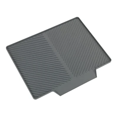 Image of WENKO Nelia draining mat, rubber mat with grooved structure and sloping surface for optimum water drainage, lateral extension of the sink, made high quality plastic, 34 x 3 40 cm, grey