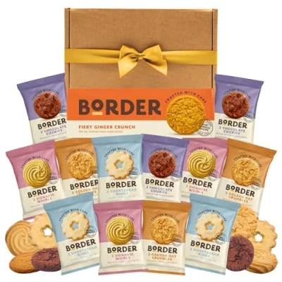 Image of Border Biscuits Gift Set Biscuit Hamper (36 Biscuits) x12 Twin Packs 4 Varieties Bundled With Ginger 135g Box