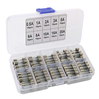 Image of QitinDasen 150Pcs Professional 5 X 20mm Car Glass Tube Fuses, Fast Blow Fuses Set, Quick Fuse with Clear Plastic Box (AMP: 0.5/1/2/3/5/6/8/10/15/20A)
