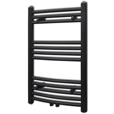 Image of vidaXL Bathroom Heating Towel Rail Radiator Curve 500x764 mm Black