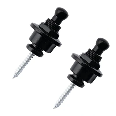 Image of Musiclily Metal Round Head Guitar Locking Strap Locks and Buttons Schaller Style Security Straplocks for Electric Acoustic or Bass,Black (Set of 2)