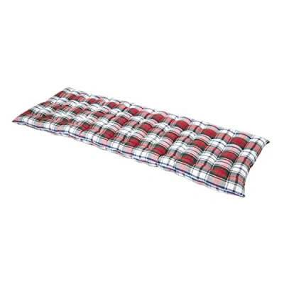 Image of HOMESCAPES Red Tartan Garden Bench Cushion 3 Seater Seat Pad for Patio Furniture Kitchen or Dining Indoor &amp; Outdoor Use Comfortable 100% Cotton “Macduff Style Thick 143 cm Wide