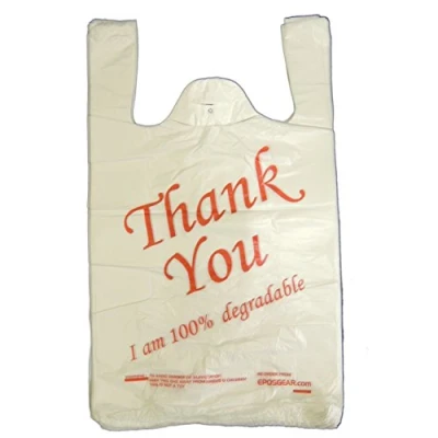 Image of EPOSGEAR® Large Thank You 100% Degradable Eco Plastic Vest Carrier Bags (10&quot; x 15&quot; 18&quot;, Red, 300)