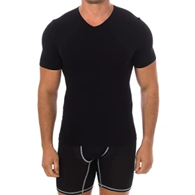 Image of Intimidea Mens Scollo V neck undershirt 200023 man Black Polyamide Size Medium/Large
