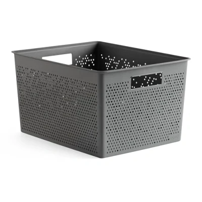 Image of TATAY Rectangular Organiser Box 20L Bohol, Polypropylene, BPA Free, 100% Recycled Plastic. Anthracite Grey. Measures 30 x 39 21,5 cm