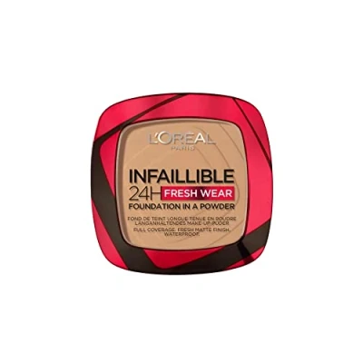 Image of L&#039;Oréal Paris Infallible 24H Fresh Wear Foundation in a Powder, Full coverage, Longwear, Weightless Smooth Finish, Water proof and Transfer proof, 300 Amber