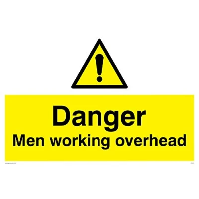 Image of Viking Signs WC484 A4L V &quot;Danger Men Working Overhead&quot; Sign, Vinyl, 200 mm H x 300 W