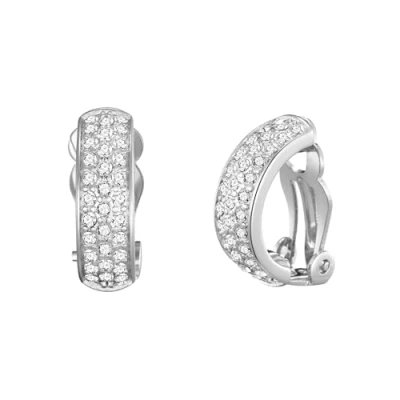 Image of Philip Jones Silver Plated Pave Clip On Earrings Created with Zircondia® Crystals
