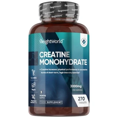 Image of Creatine Monohydrate Tablets 3000mg 270 Gym Supplement for Men &amp; Women Powder Alternative Vegan Keto Unflavoured Energy Workout