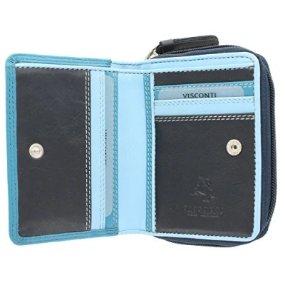 Image of VISCONTI Rainbow Leather Ladies Purse Style RFID blocking RB53 Navy Multi