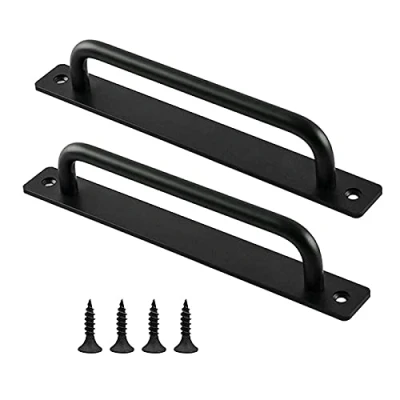 Image of 2 Pack Door Handle Pulls, Heavy Duty Barn Handle, Hardware Sliding Pull Garden Gate Shed Pulls Handles, for Kitchen, Furniture, Cabinet, Closet, (Black)